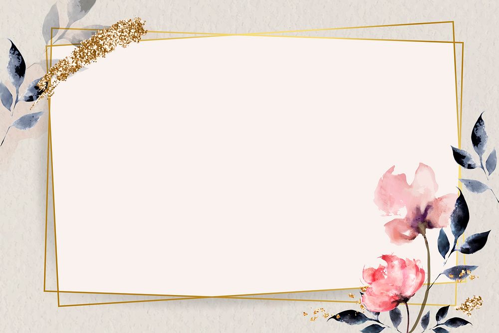 Golden rectangle with floral frame vector