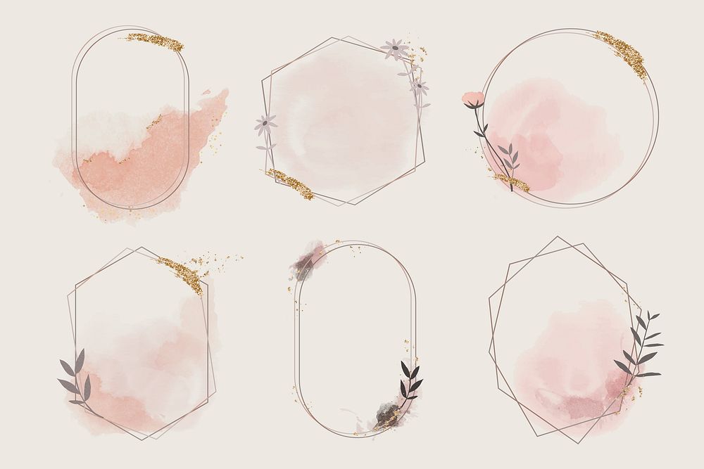 Geometric floral frame collection vector