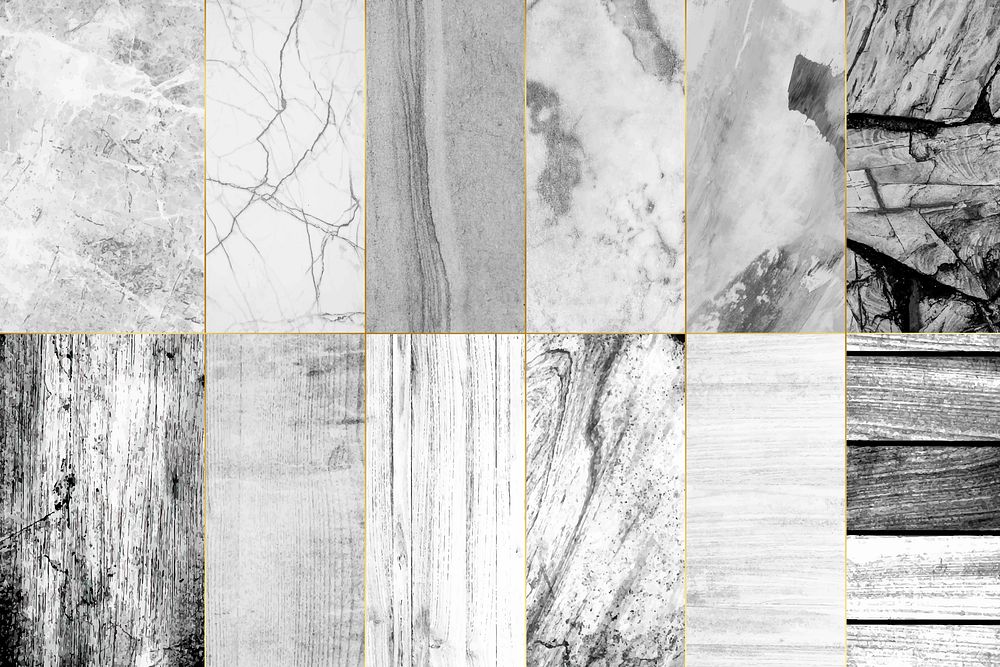 Collection of gray marbled texture samples vector