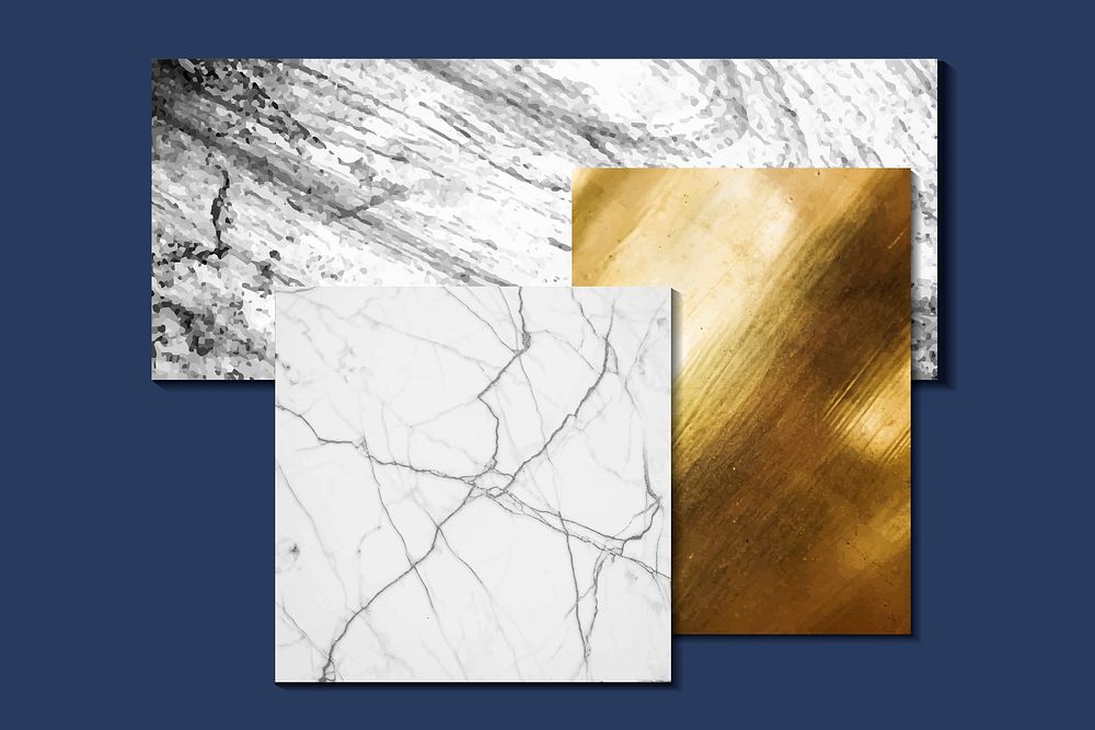 Gray marbled and shiny gold textured background vectors set