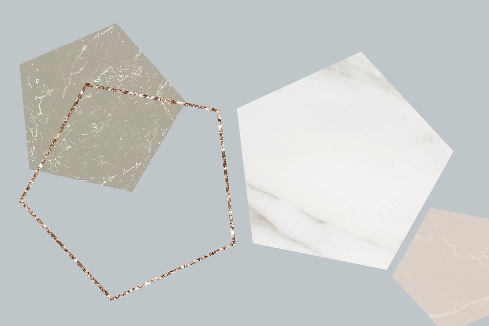 Shimmering pentagon frame collection vector