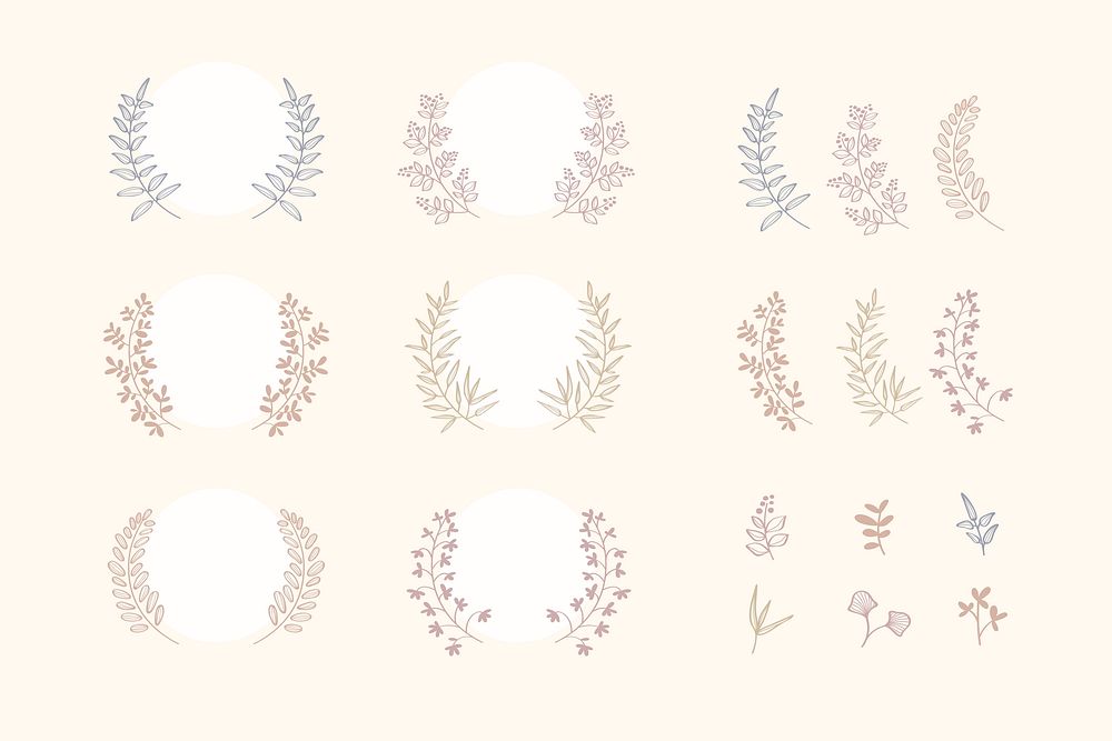 Botanical laurel wreath collection vector