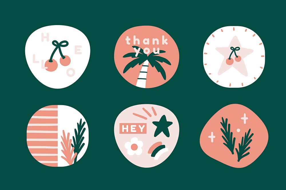 Tropical greetings sticker vector collection