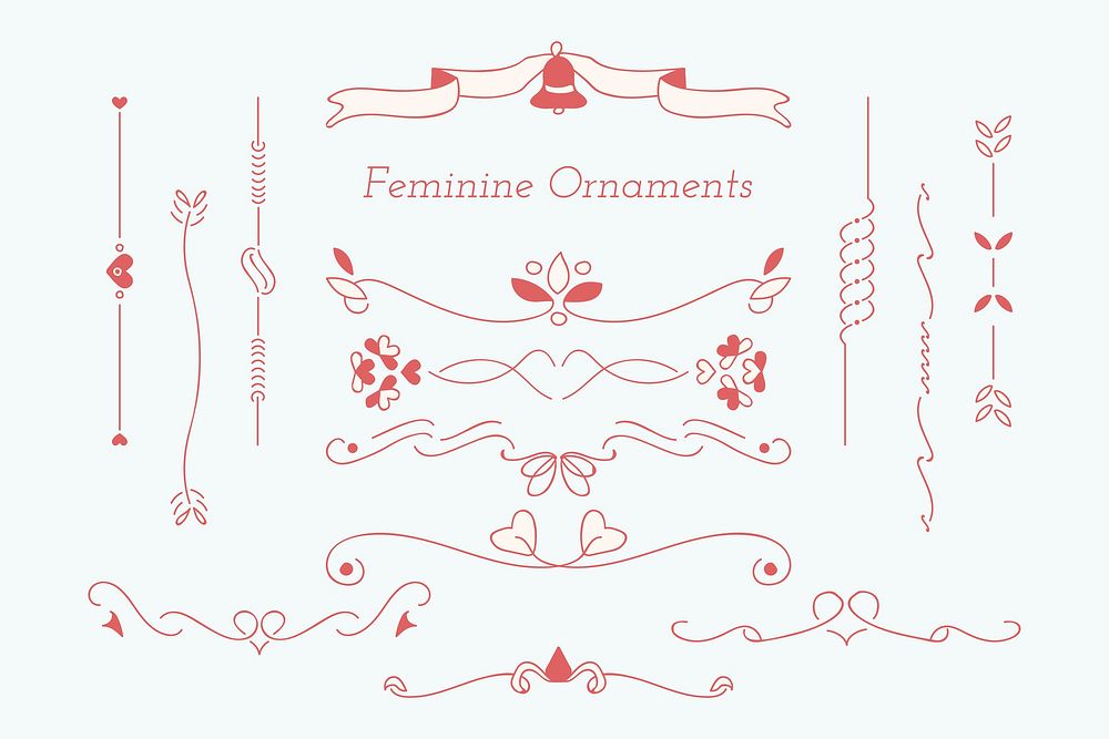 Red feminine ornamental dividers vector collection