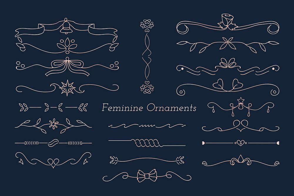 Pink feminine ornamental dividers vector collection