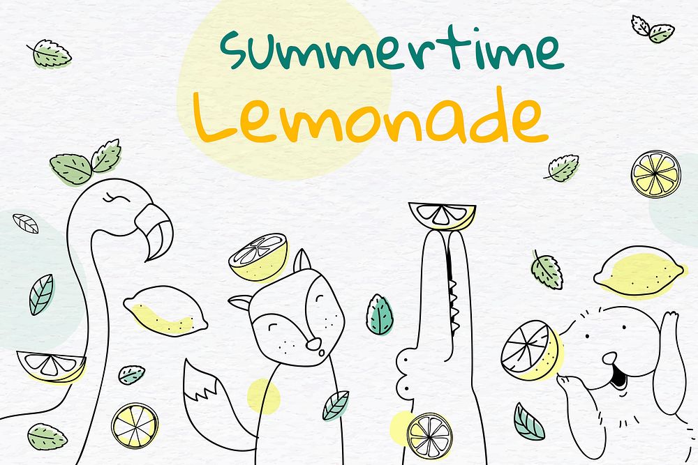 Summertime lemonade with animals vector