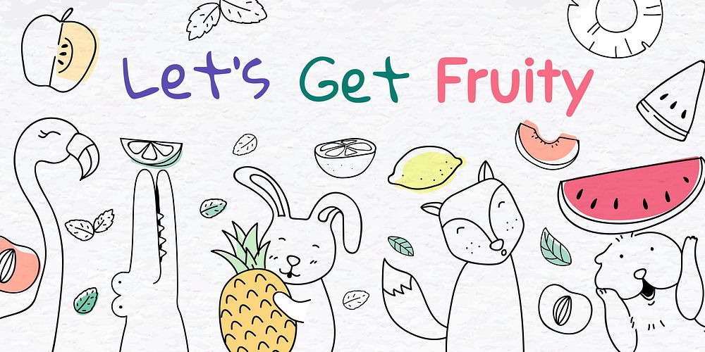 Let's get fruity doodle vector