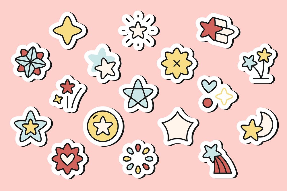 Colorful star shape icon collection vectors
