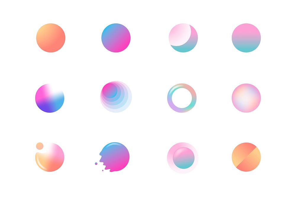 Colorful gradient badge vector set