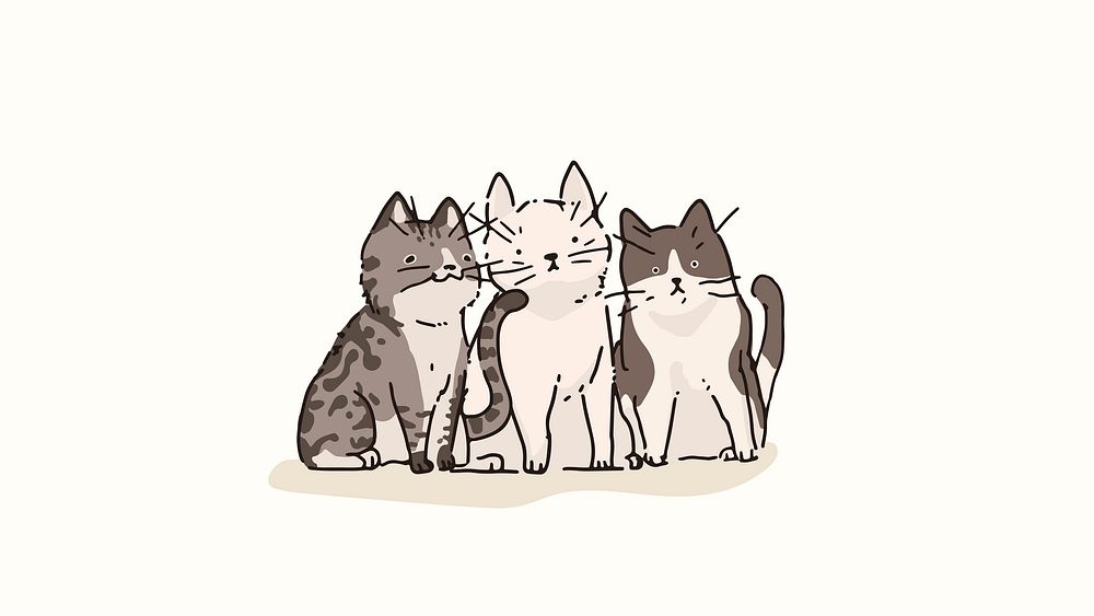 Domestic Shorthair cats doodle element vector