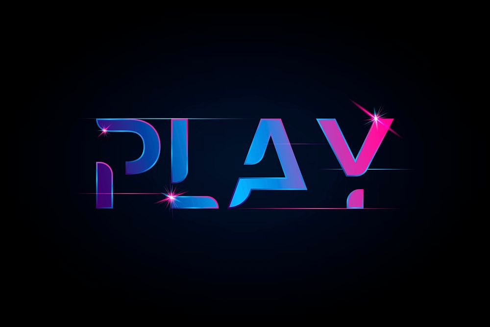 Play shiny vibrant typography vector