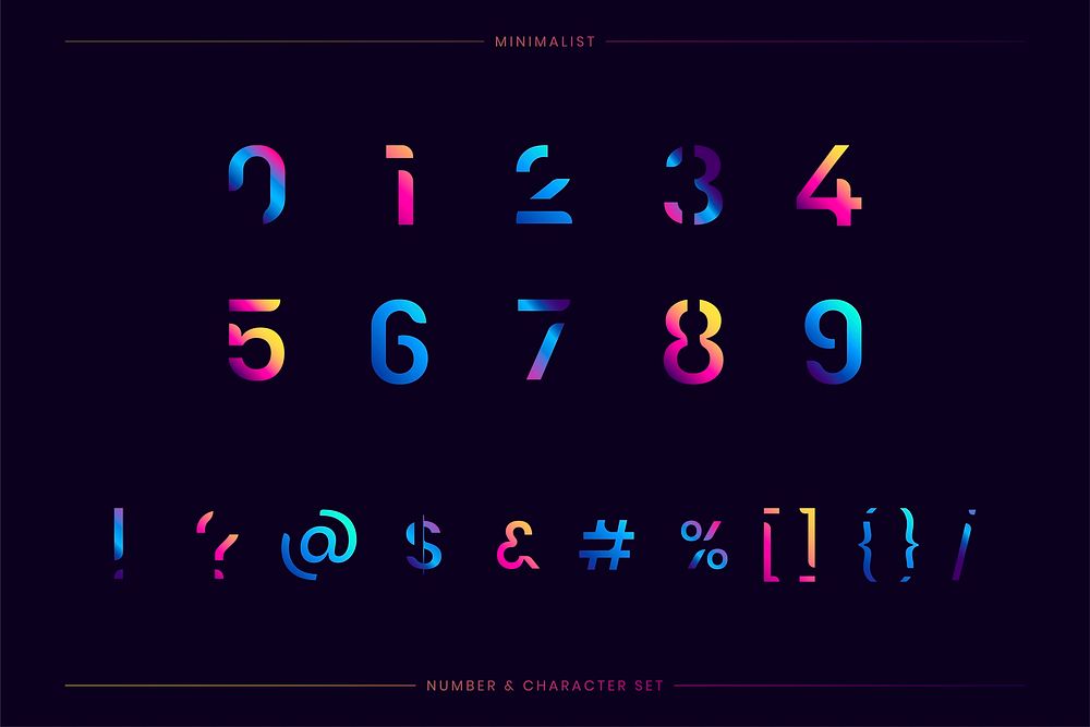 Numbers and symbols typography vector