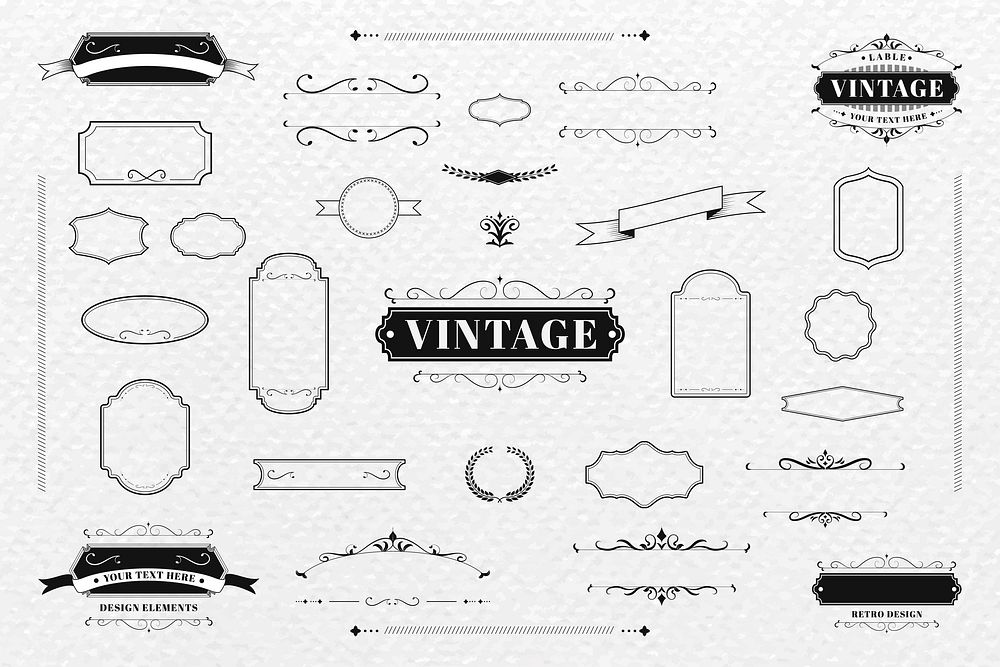 Vintage black badge template vector collection