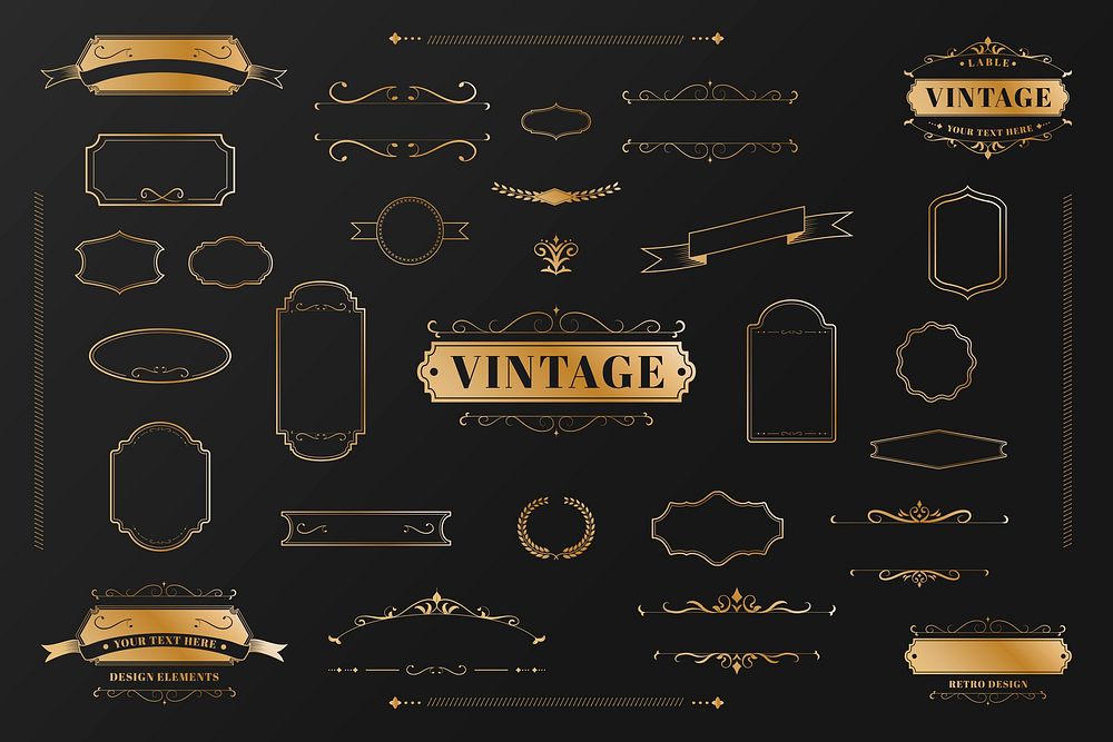 Vintage gold badge template vector collection