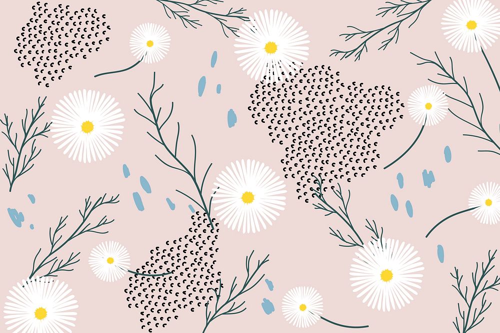 Dandelion patterned pink background vector
