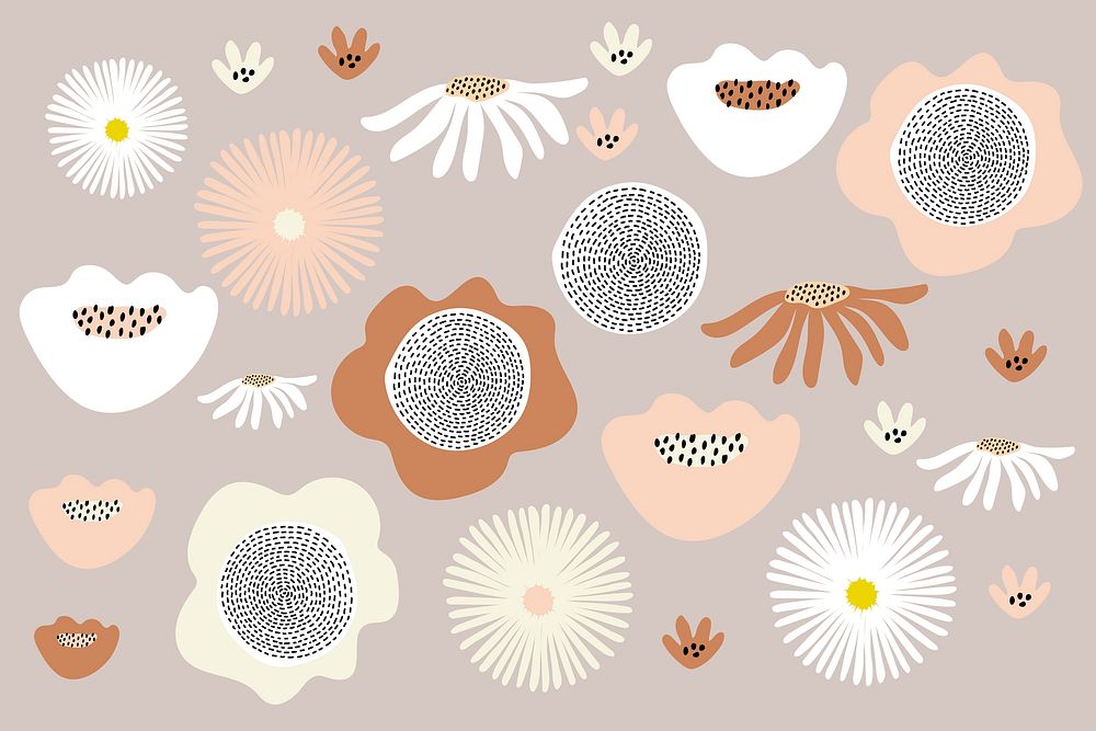 Flower elements on a brown background vector