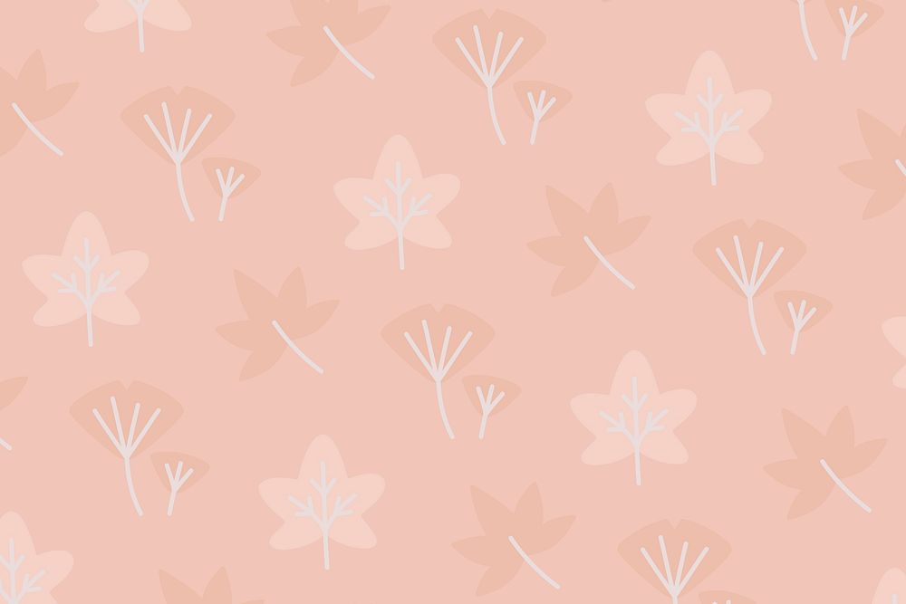 Leaves on a pink wallpaper vector