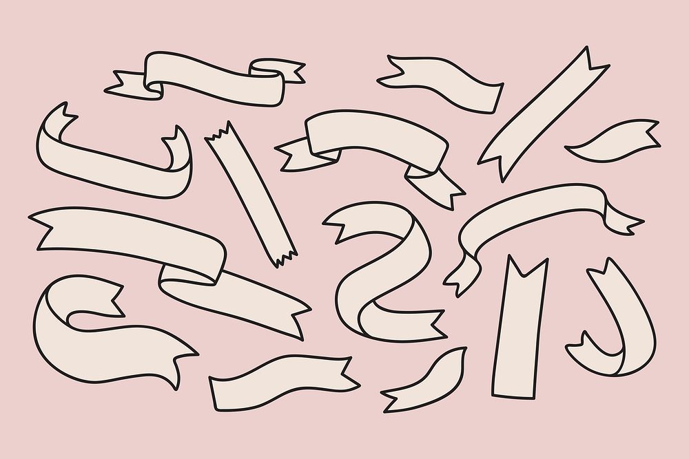 Hand drawn ribbon collection vector | Premium Vector - rawpixel