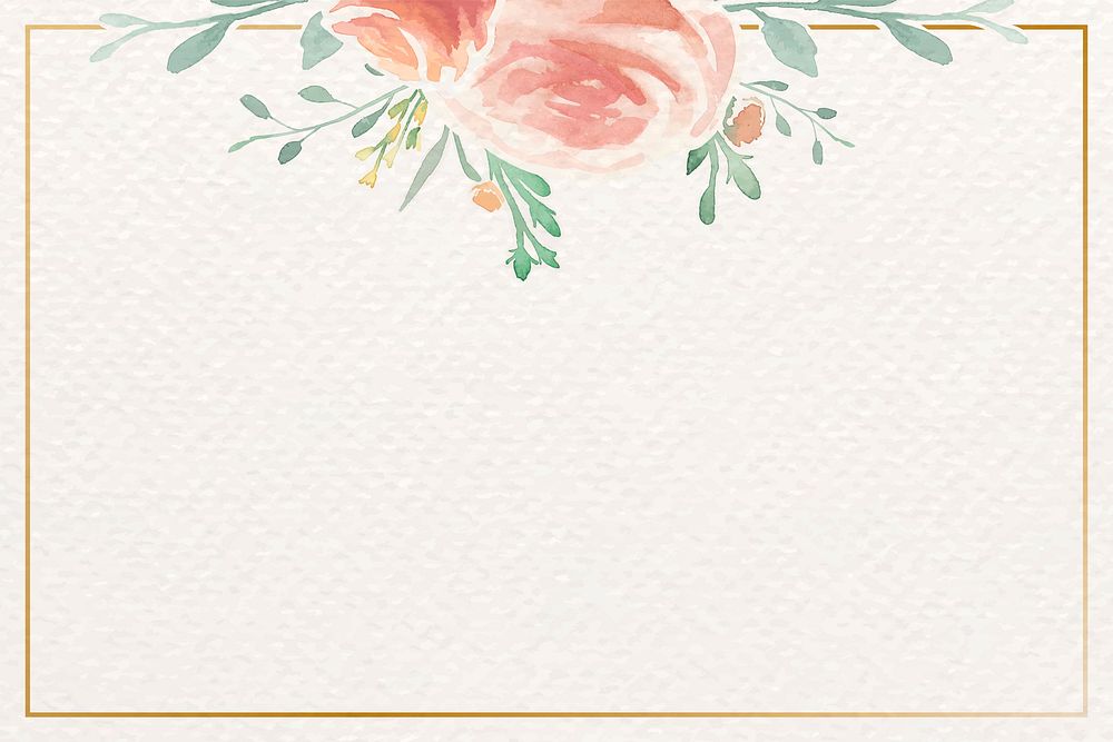 Vintage watercolor rose themed card template vector
