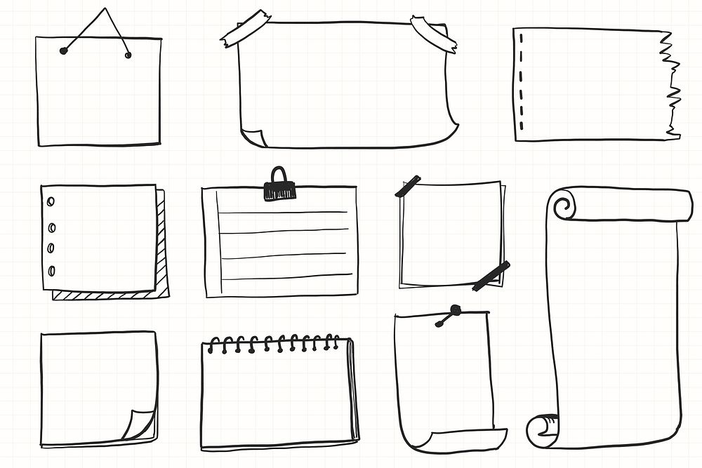 Hand drawn paper elements vector set