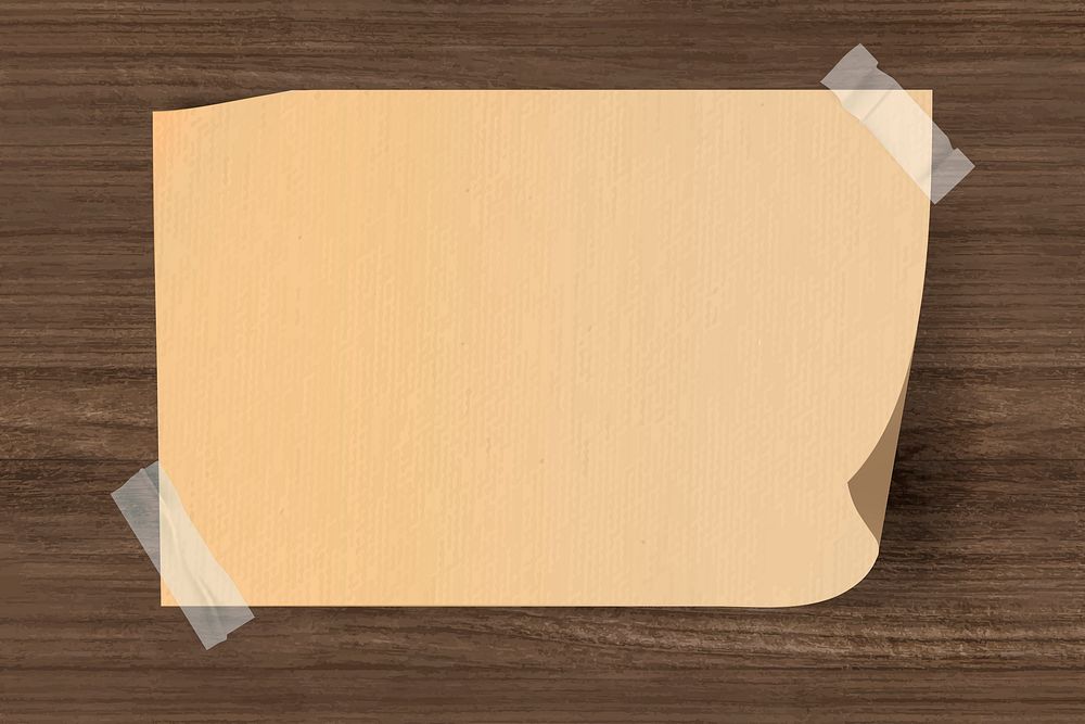 Vintage brown note paper taped on wooden background vector