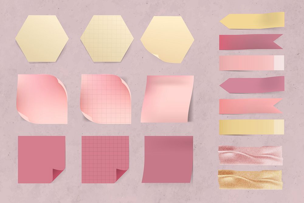 Feminine sticky note vector collection
