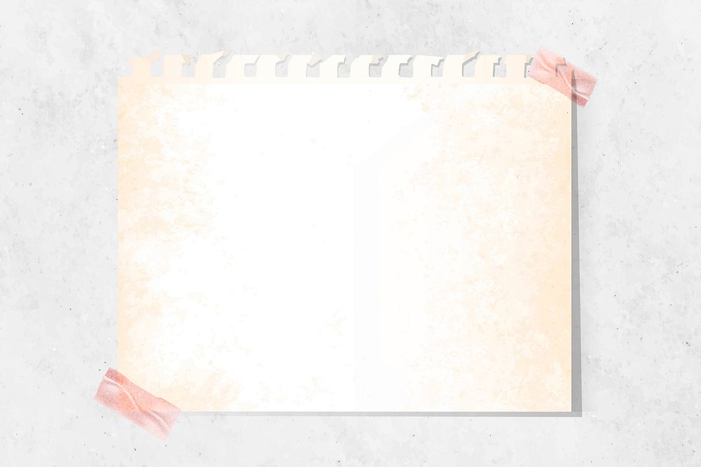 Blank vintage beige note paper taped on a white marble background vector
