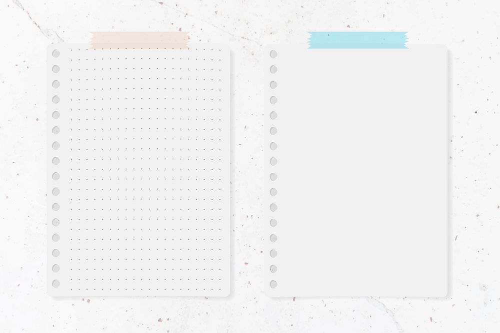 Blank note paper texture background vector set