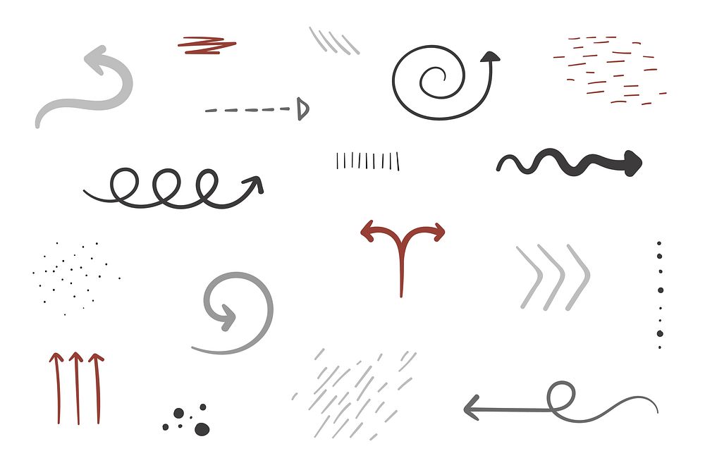 Earth tone arrow doodle vector collection