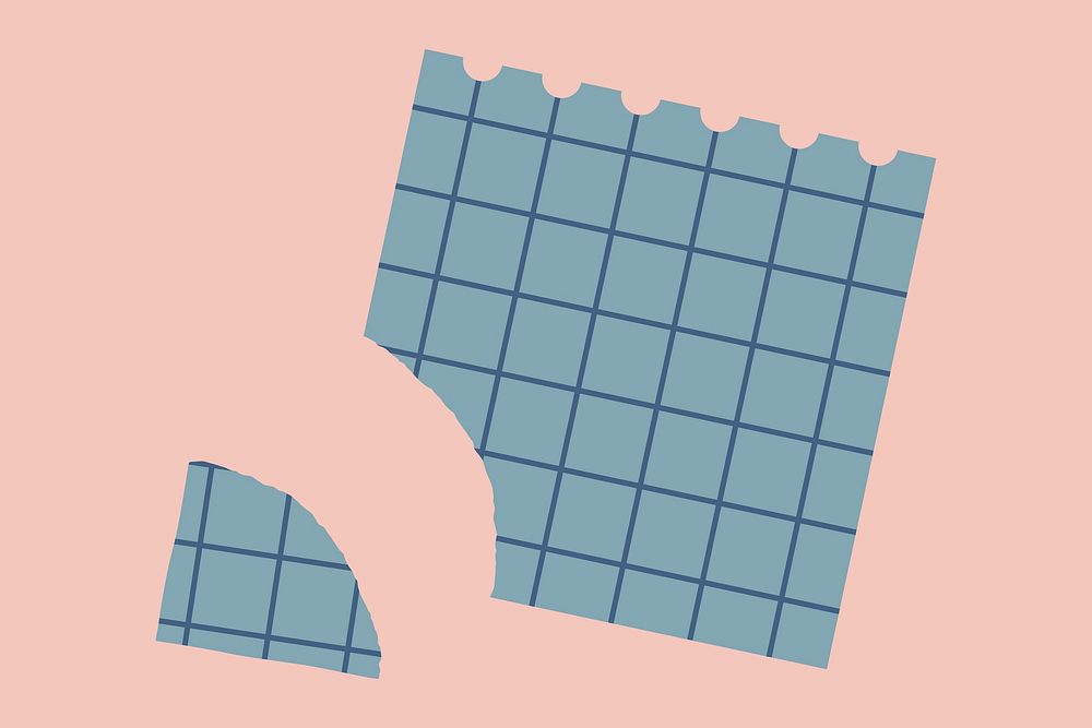 Torn blue grid notepaper vector