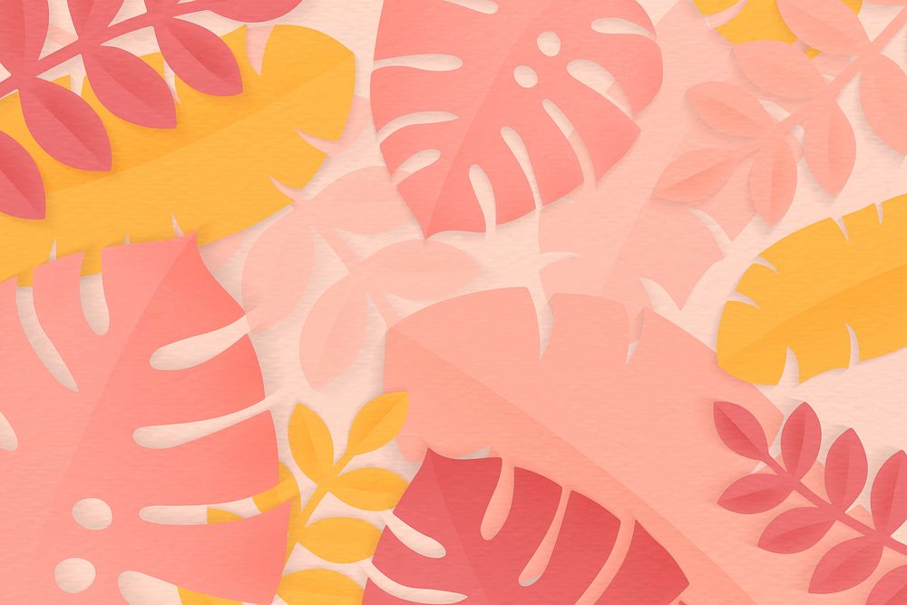 Pink tropical leaves patterned on a pastel background vector