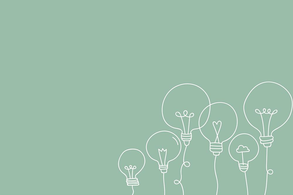 Creative light bulb doodle on green background vector
