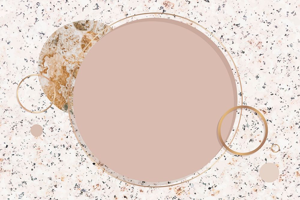 Round pink frame on stone background vector