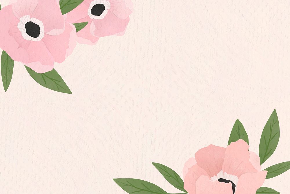 Pink floral frame design vector