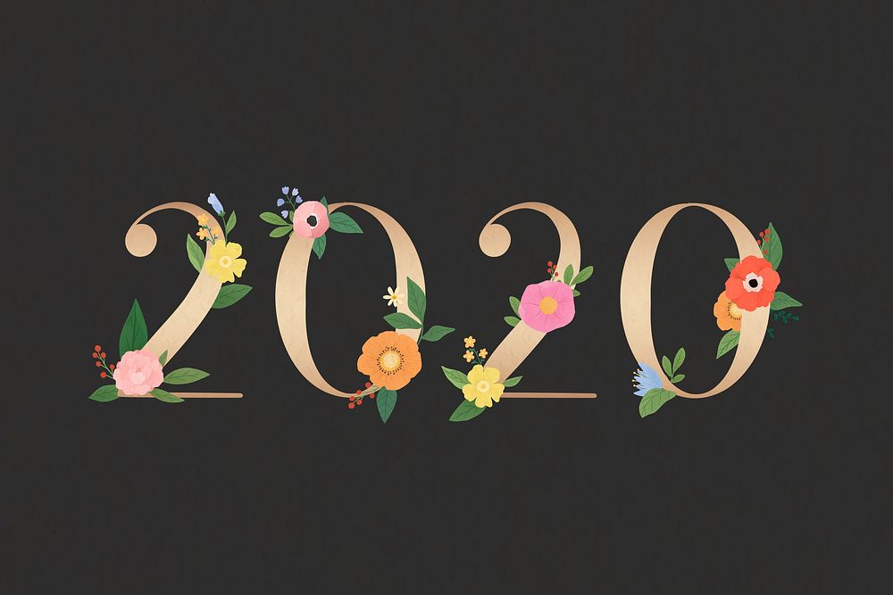 Year of 2020 botanical vector