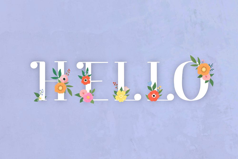 Floral elegant hello lettering vector
