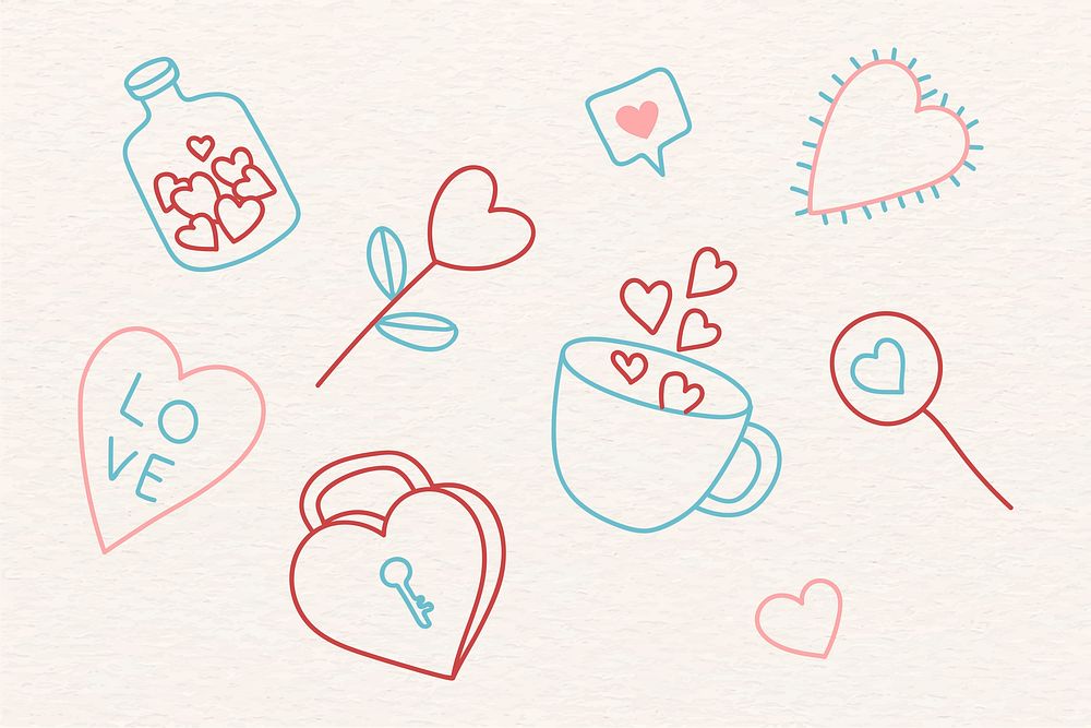 Hand drawn love and valentine's day doodle vector collection