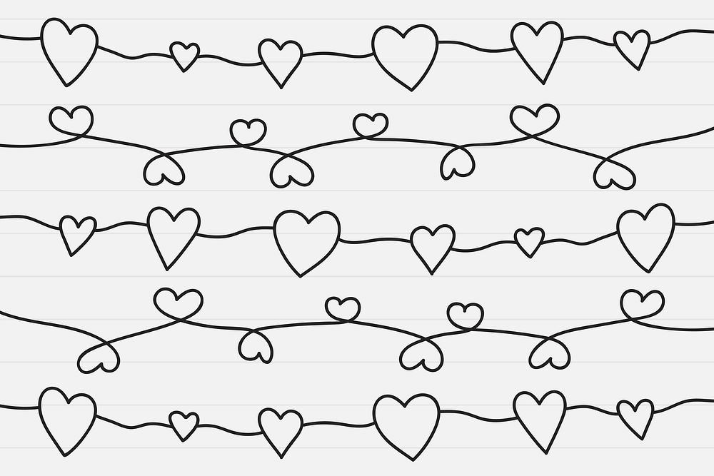 Hand drawn heart doodle vector collection