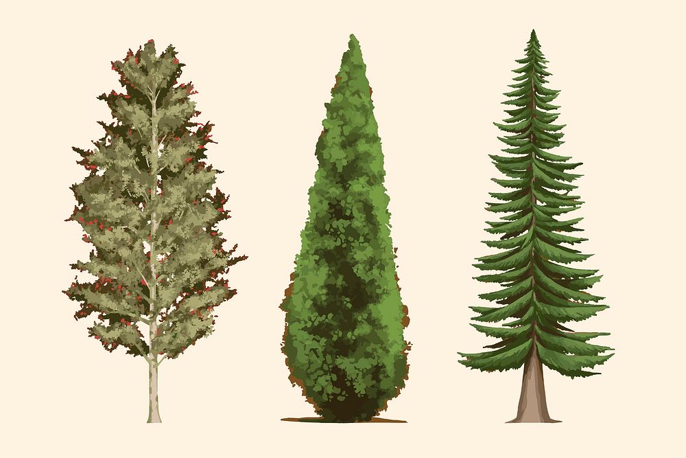 Hand drawn trees vector set