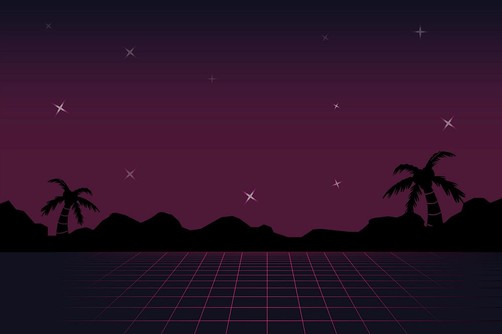 Retro neon landscape background vector | Free Vector - rawpixel