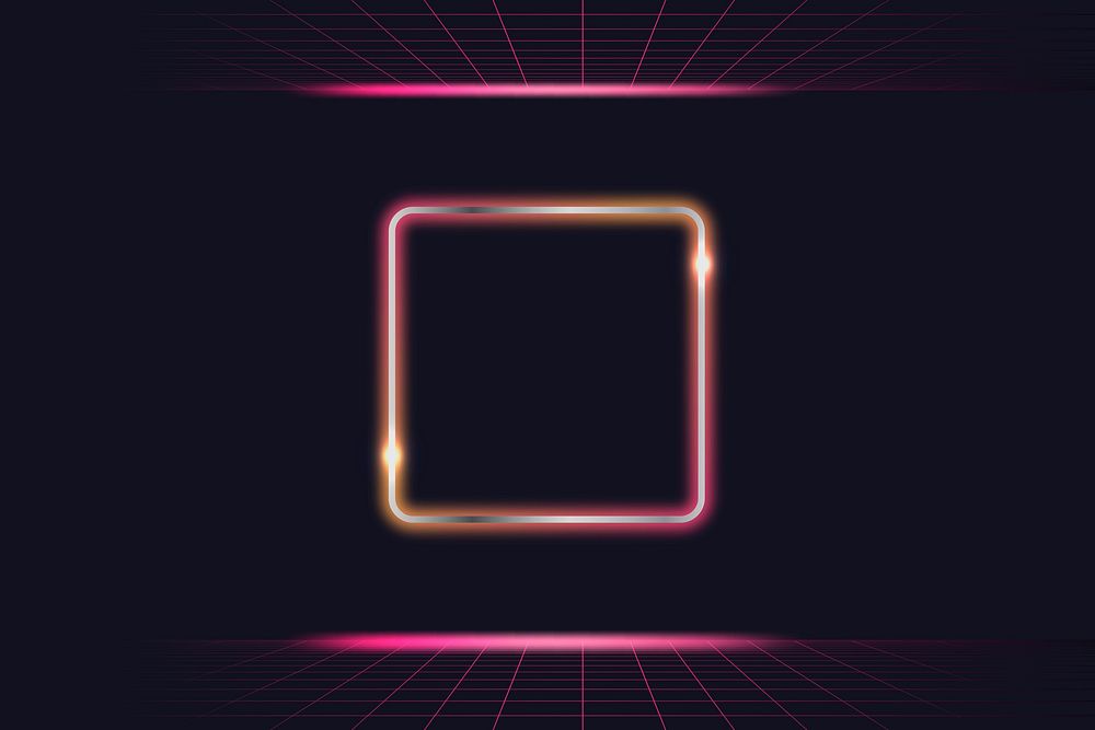 Retro neon square badge vector