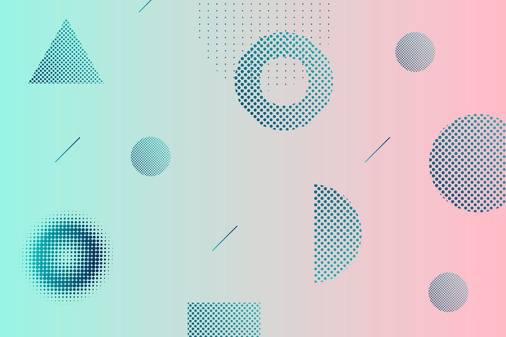 Geometric halftone blue and pink background vector