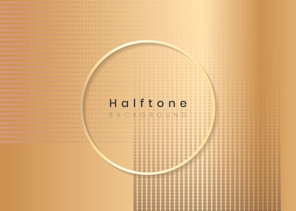 Round frame on halftone golden background vector