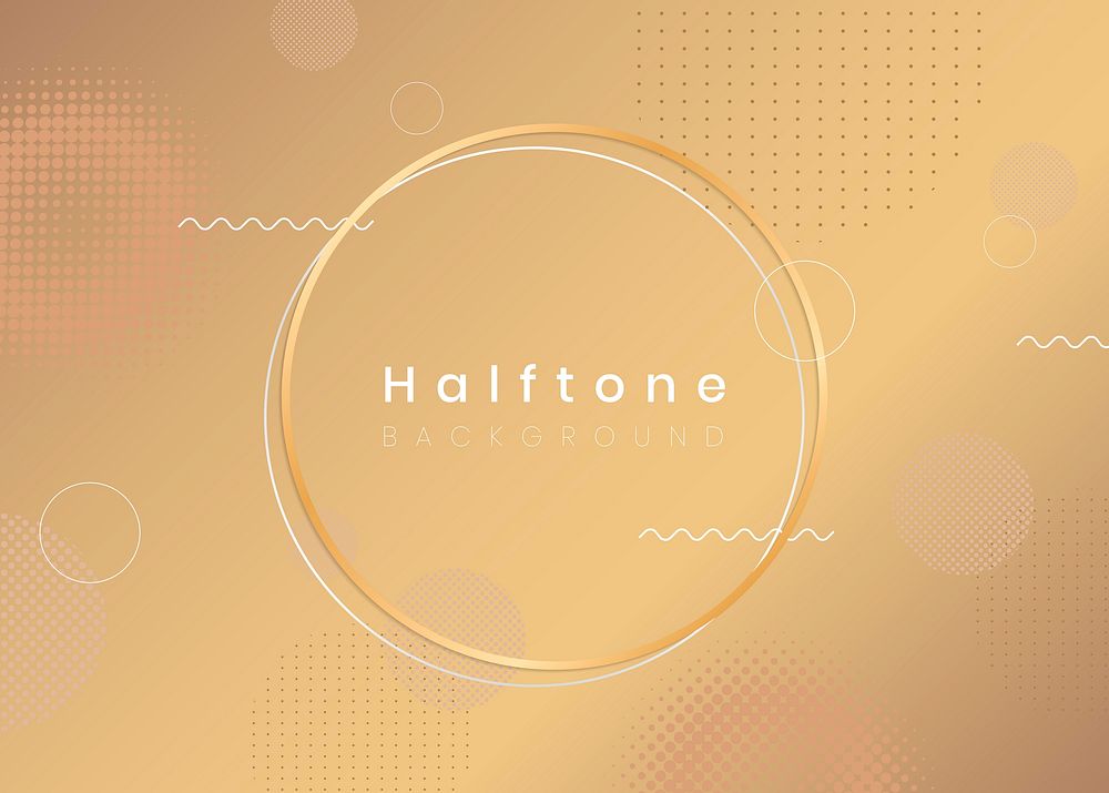 Round frame on halftone golden background vector