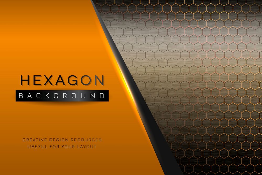 Orange hexagon background design vector