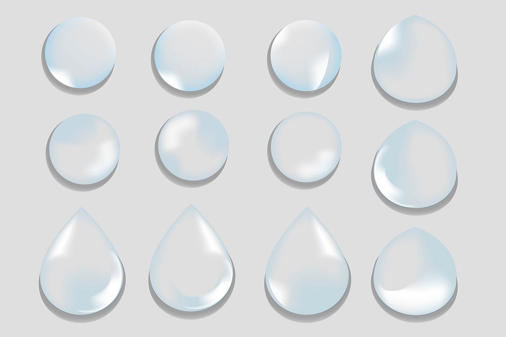 Various shapes of water drops vector