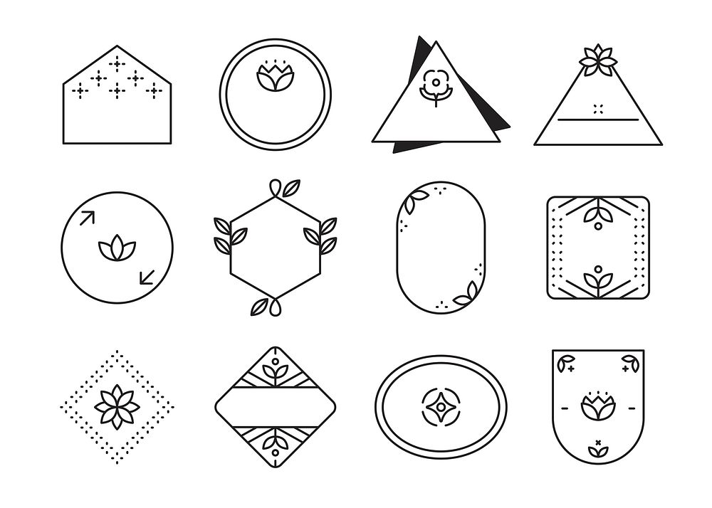 Geometric shaped badge collection vector