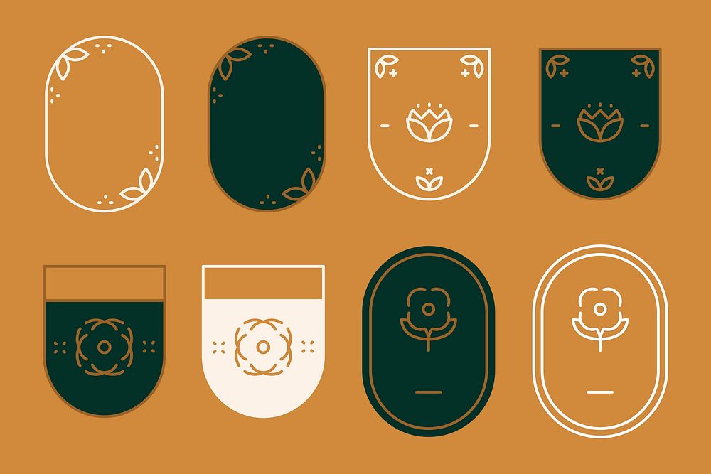 Geometric shaped badge collection vector