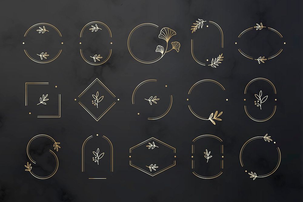 Floral design logo collection on a black background vector