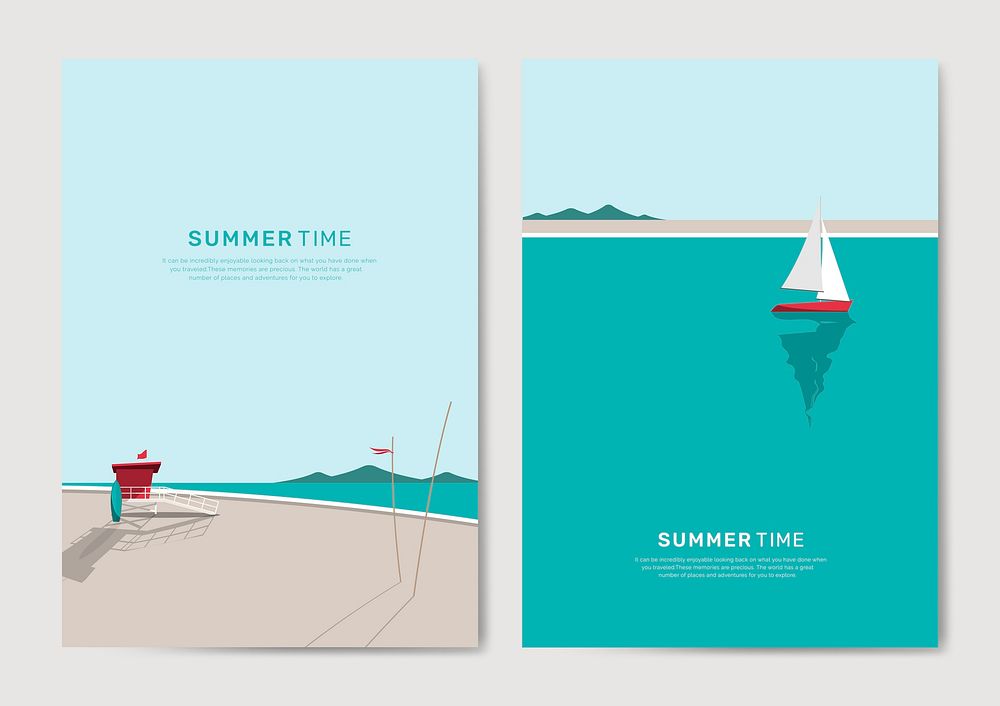 Tropical summer time card vectors